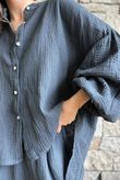 Hush Pillow Cotton Nero Boyfriend Shirt Charcoal